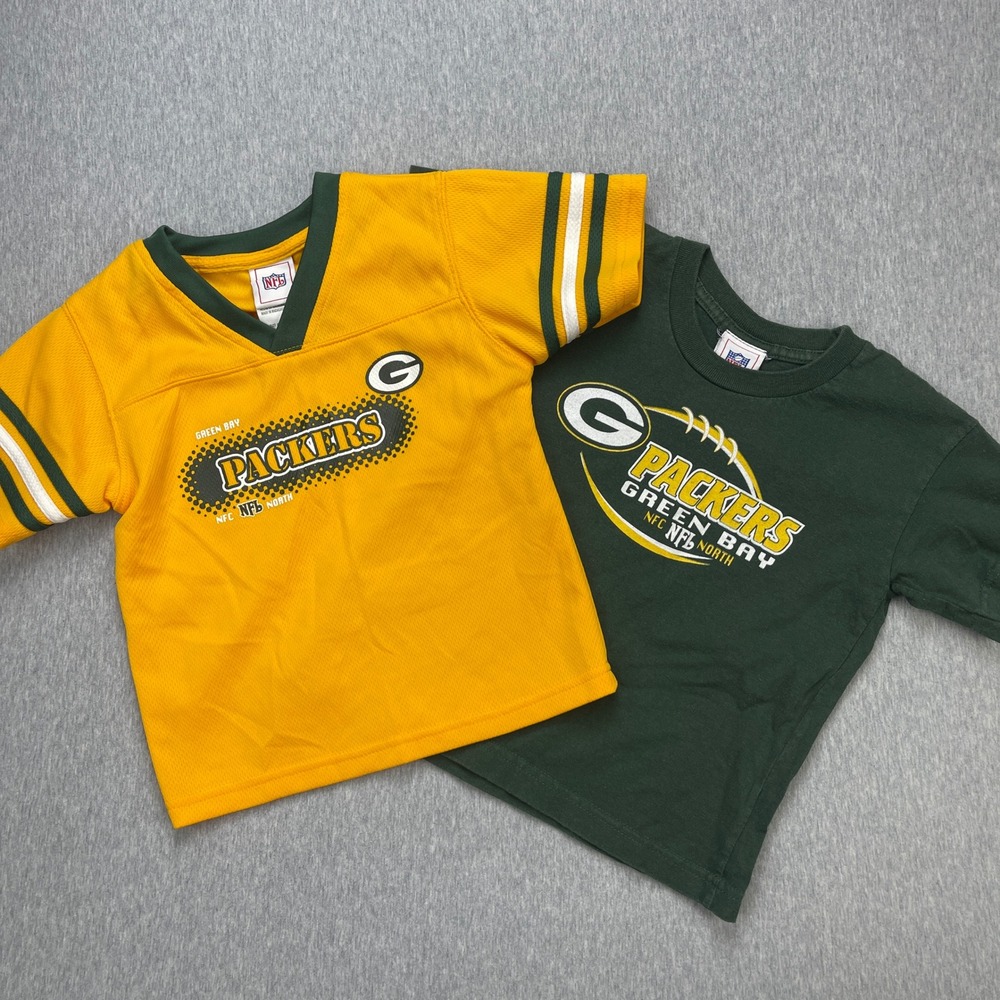 Lot of 2 Green Bay Packers Toddler Shirts Size 4T 4 Green Gold NFL